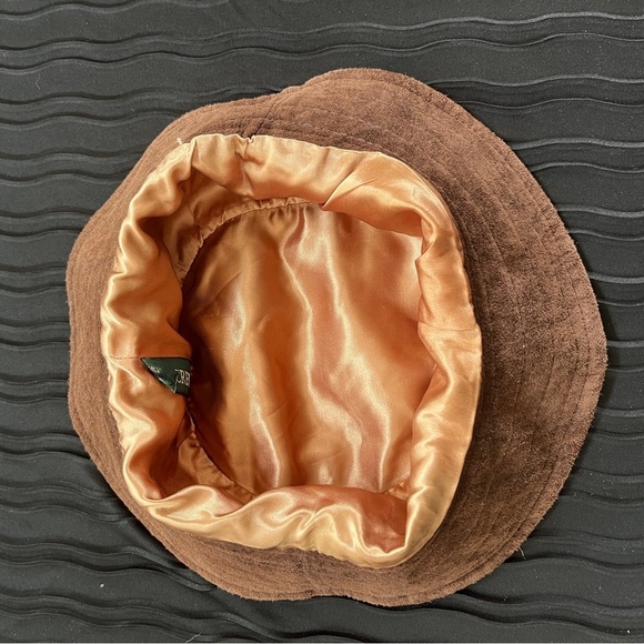 J. Crew Women’s Bucket Hat Green Plaid Flannel Brown Suede Rim Silk Satin inside - Picture 7 of 8